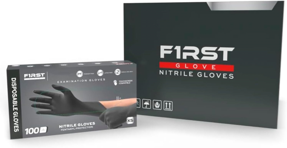 1300 Core Black Nitrile Exam Gloves - Extra Small - Case of 1000