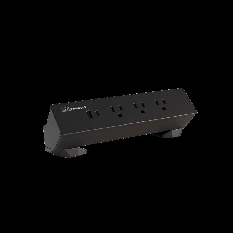 PS015B Clamp Power Strip with USB, Black