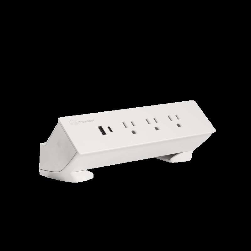 PS015W Clamp Power Strip with USB, White