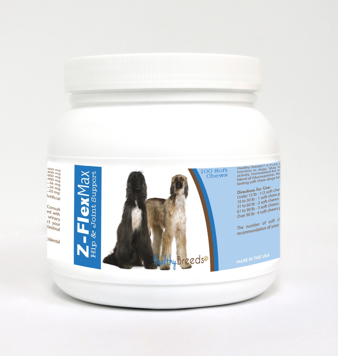 Picture of Healthy Breeds 840235100270 Afghan Hound Z-Flex Max Hip & Joint Soft Chews - 100 Count