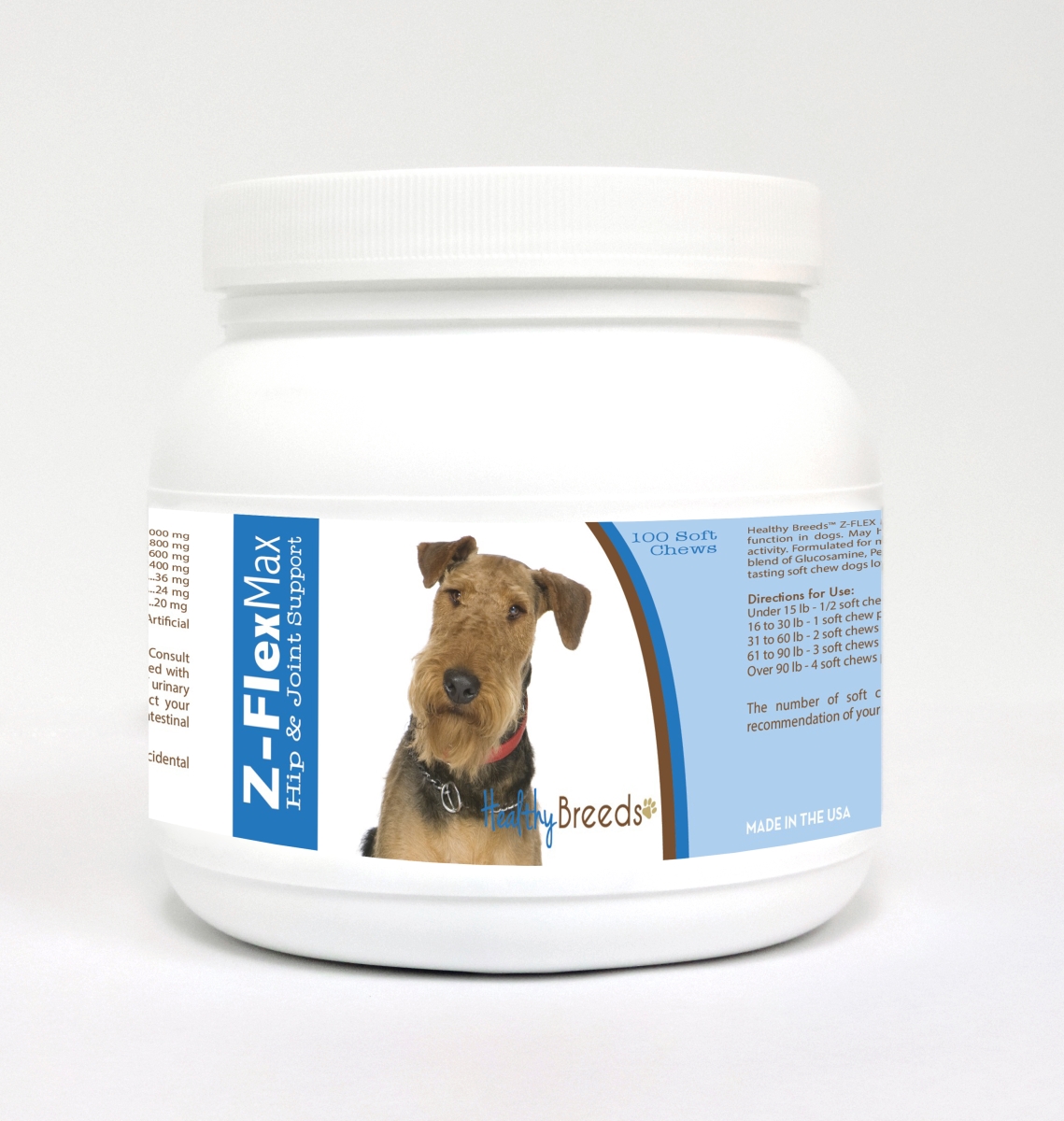Picture of Healthy Breeds 840235100447 Airedale Terrier Z-Flex Max Hip & Joint Soft Chews - 100 Count