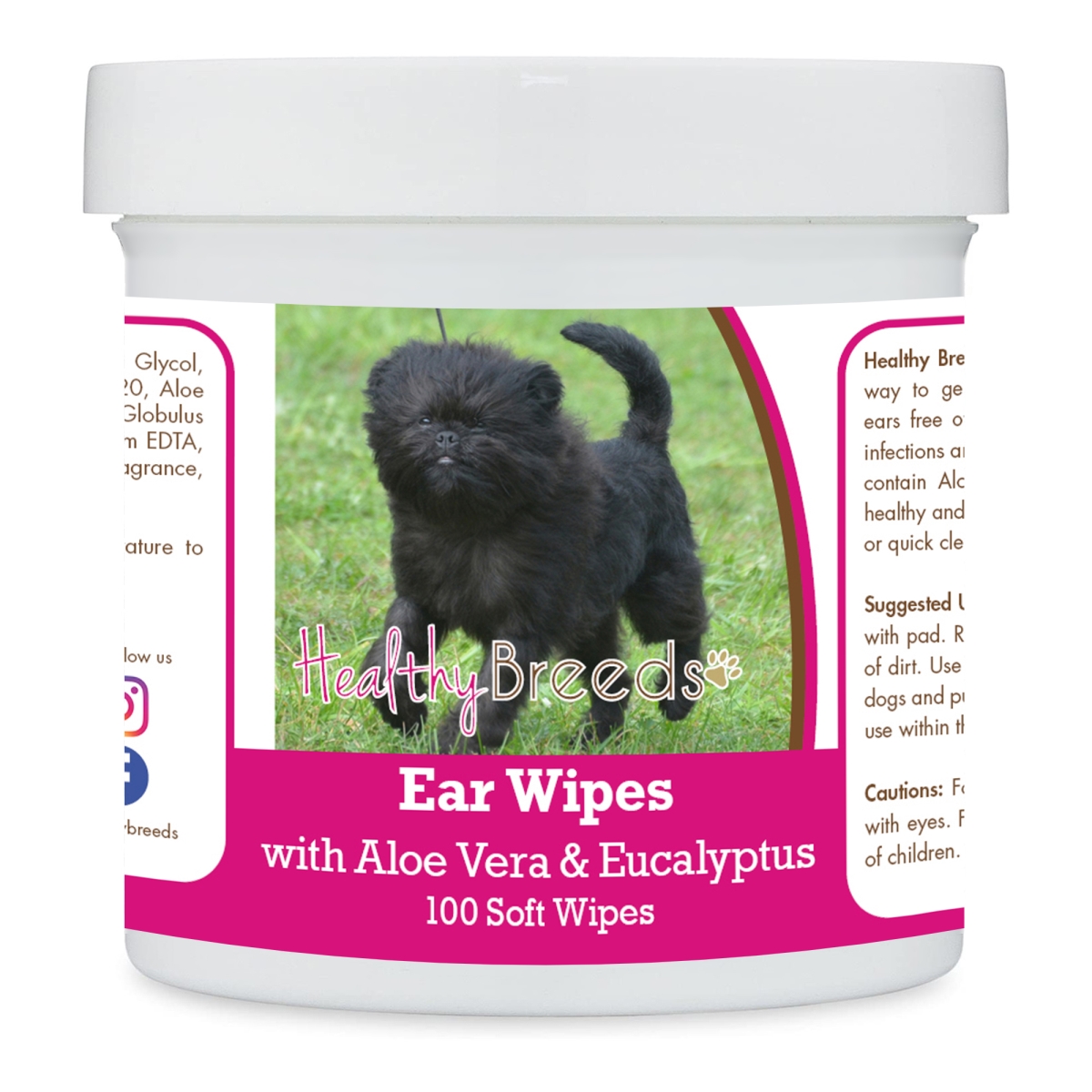Picture of Healthy Breeds 192959822847 Affenpinscher Ear Cleaning Wipes with Aloe & Eucalyptus for Dogs - 100 Count