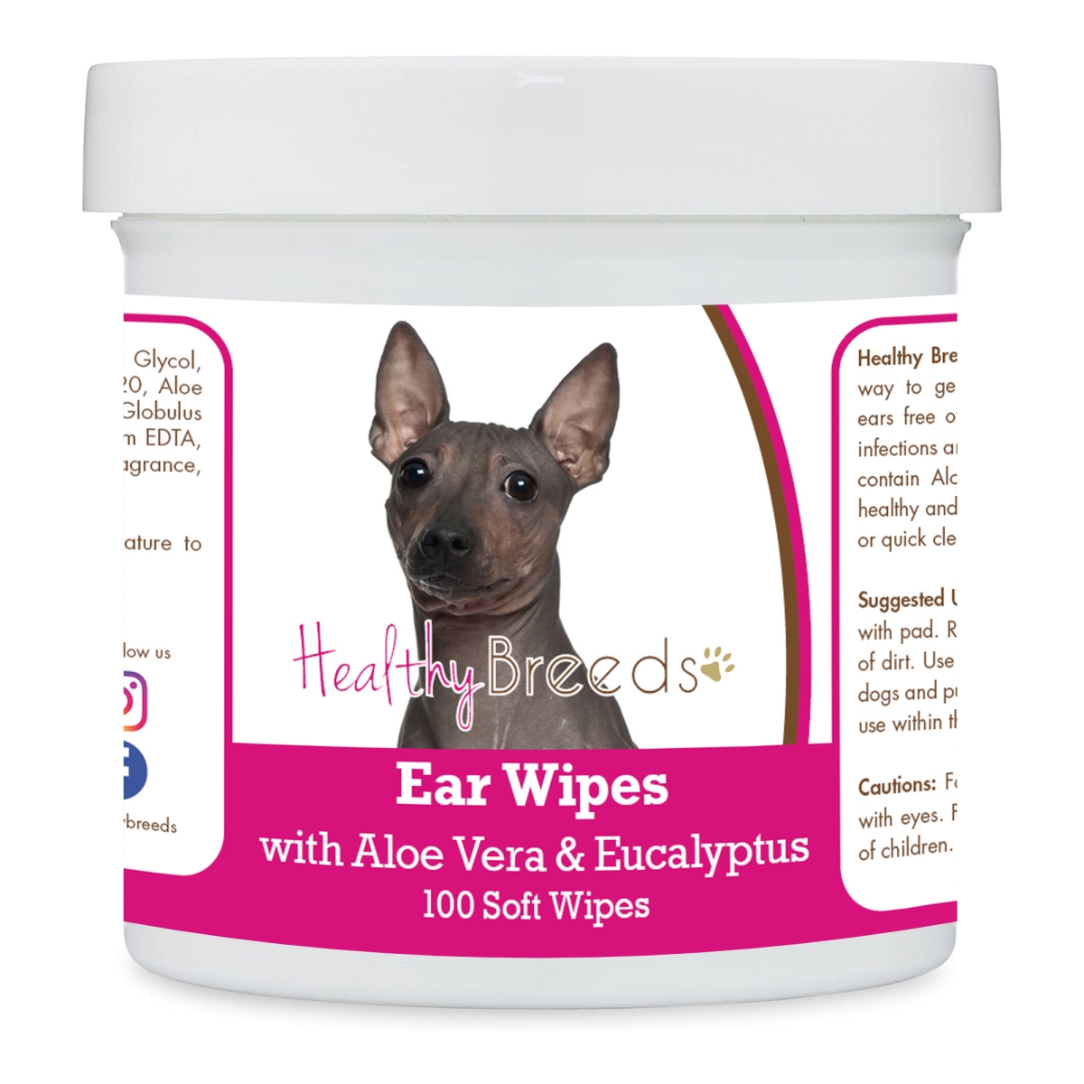Picture of Healthy Breeds 192959822861 American-Hairless-Terrier Ear Cleaning Wipes with Aloe & Eucalyptus for Dogs - 100 Count
