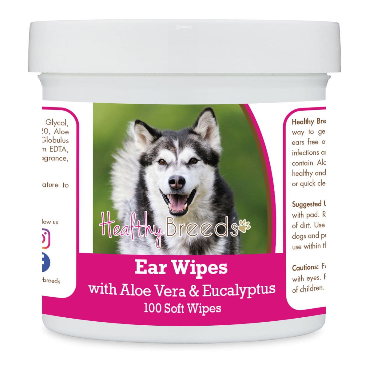 Picture of Healthy Breeds 192959822892 Alaskan Malamute Ear Cleaning Wipes with Aloe & Eucalyptus for Dogs - 100 Count