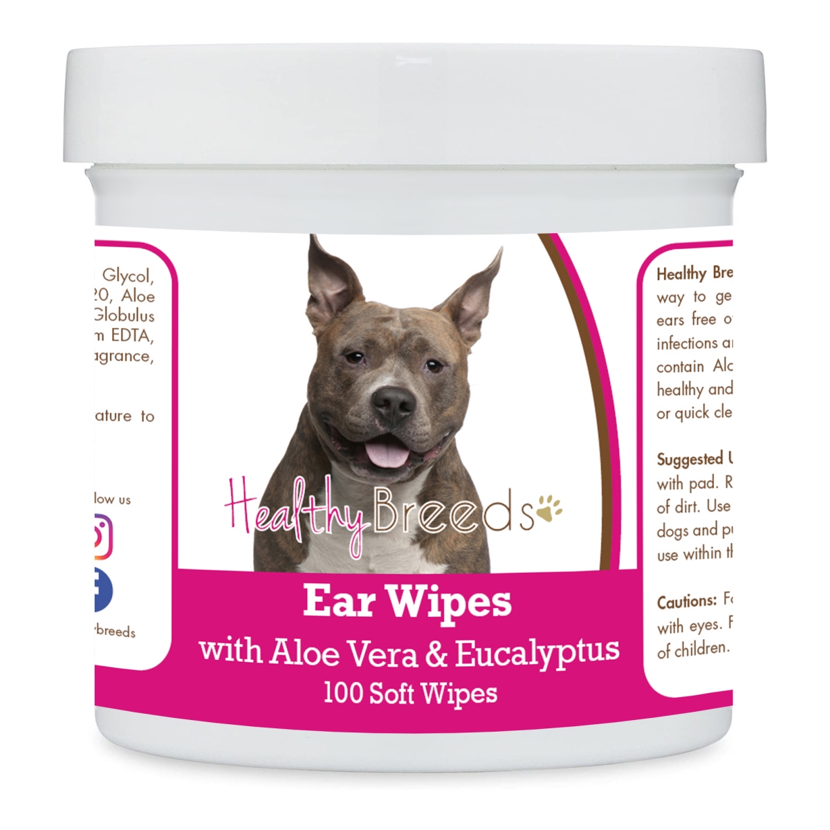 Picture of Healthy Breeds 192959822908 American Staffordshire Terrier Ear Cleaning Wipes with Aloe & Eucalyptus for Dogs - 100