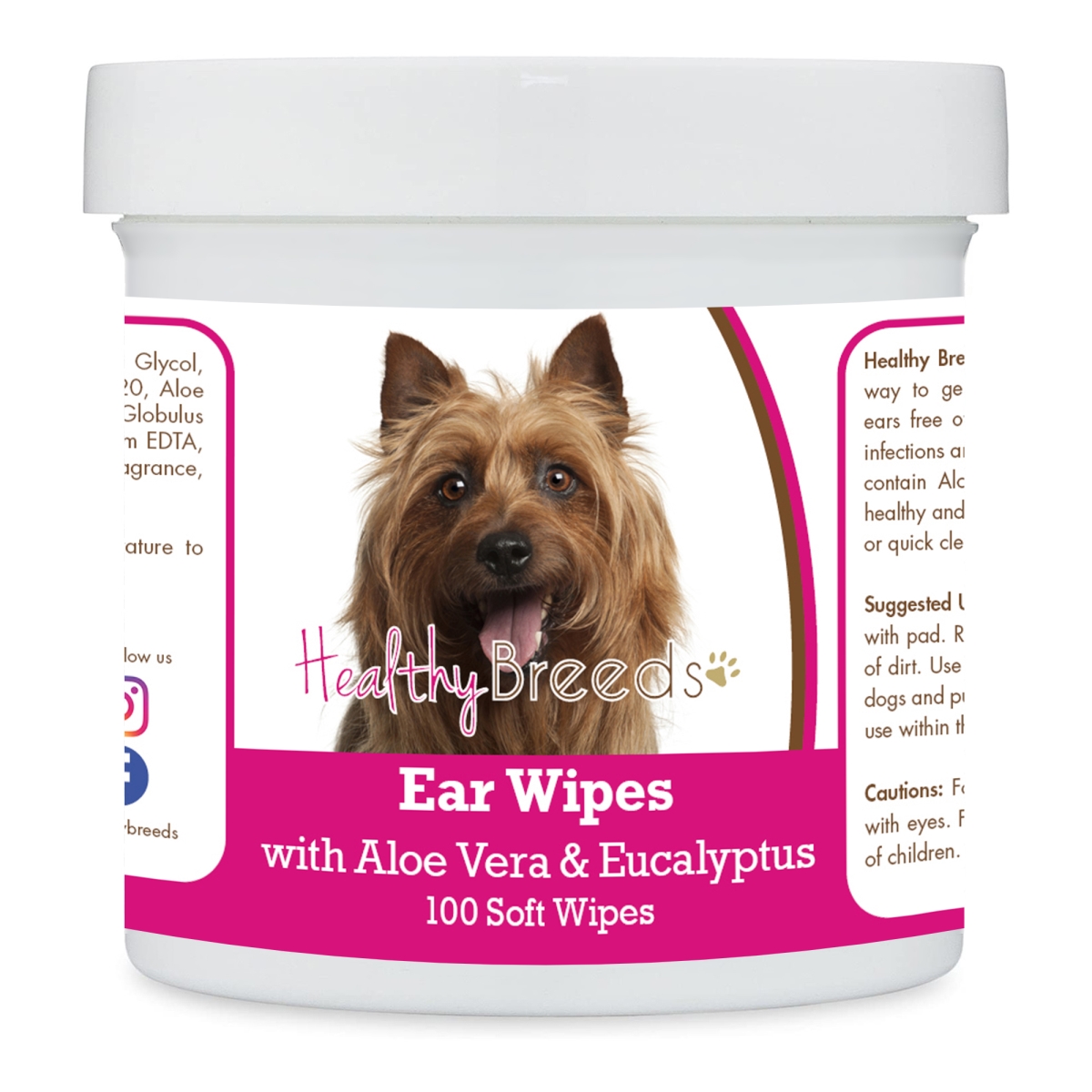 Picture of Healthy Breeds 192959822953 Australian Terrier Ear Cleaning Wipes with Aloe & Eucalyptus for Dogs - 100 Count