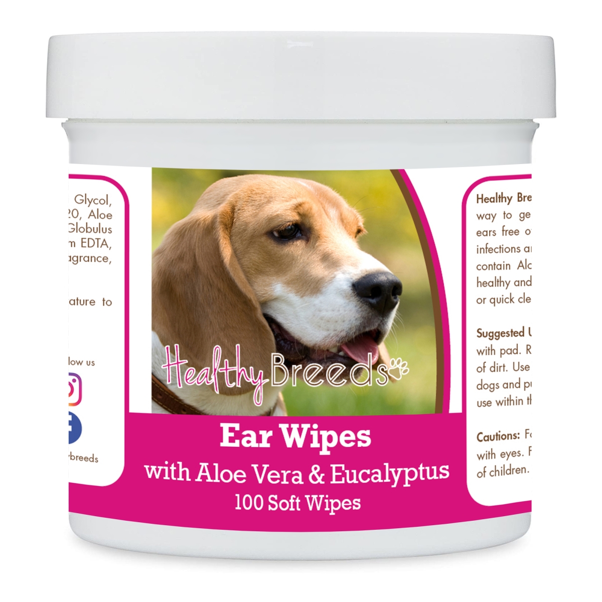 Picture of Healthy Breeds 192959823011 Beagle Ear Cleaning Wipes with Aloe & Eucalyptus for Dogs - 100 Count
