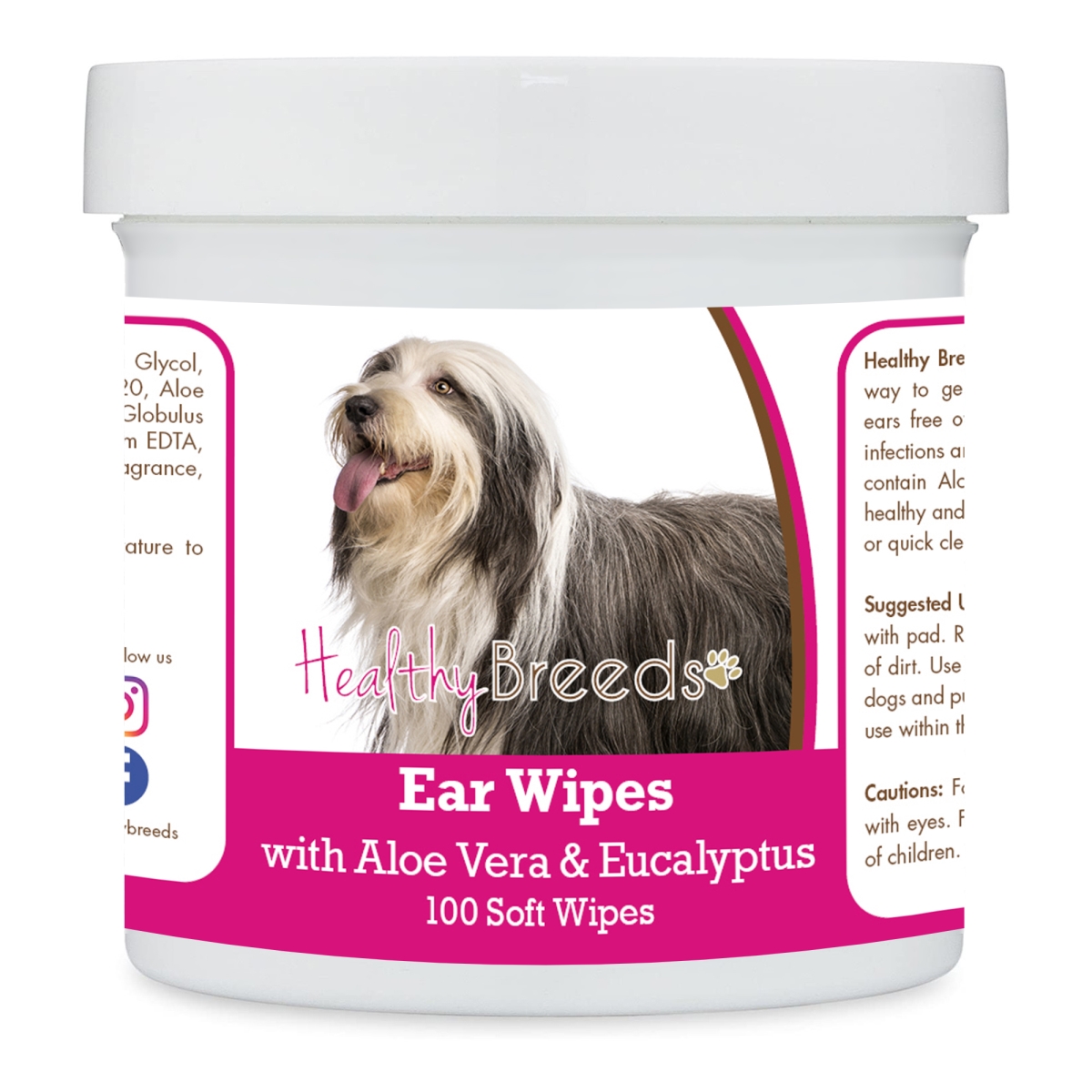 Picture of Healthy Breeds 192959823059 Bearded Collie Ear Cleaning Wipes with Aloe & Eucalyptus for Dogs - 100 Count