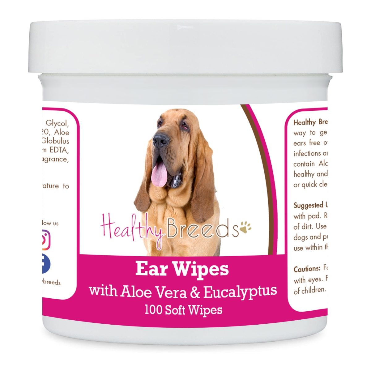Picture of Healthy Breeds 192959823103 Bloodhound Ear Cleaning Wipes with Aloe & Eucalyptus for Dogs - 100 Count