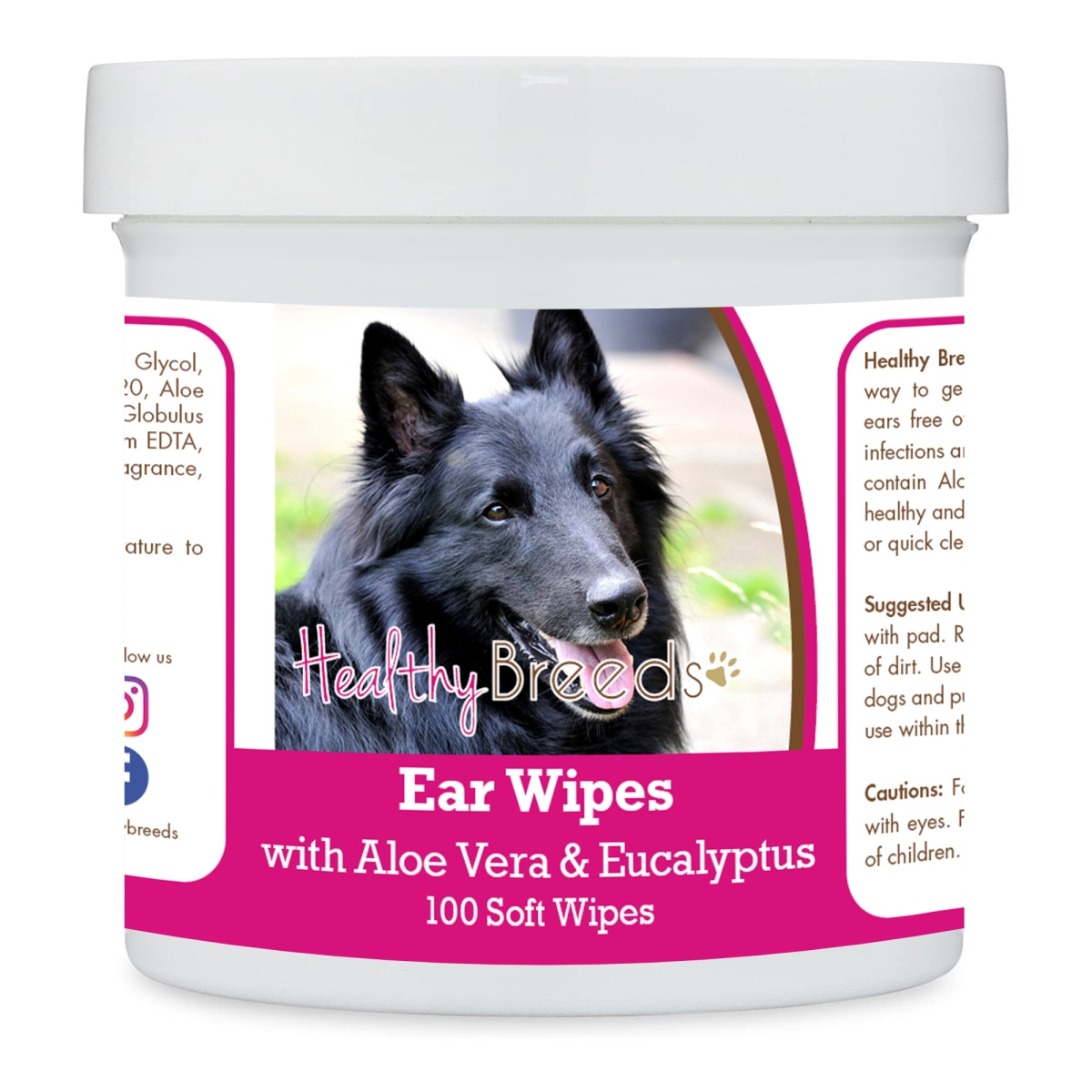 Picture of Healthy Breeds 192959823127 Belgian Sheepdog Ear Cleaning Wipes with Aloe & Eucalyptus for Dogs - 100 Count