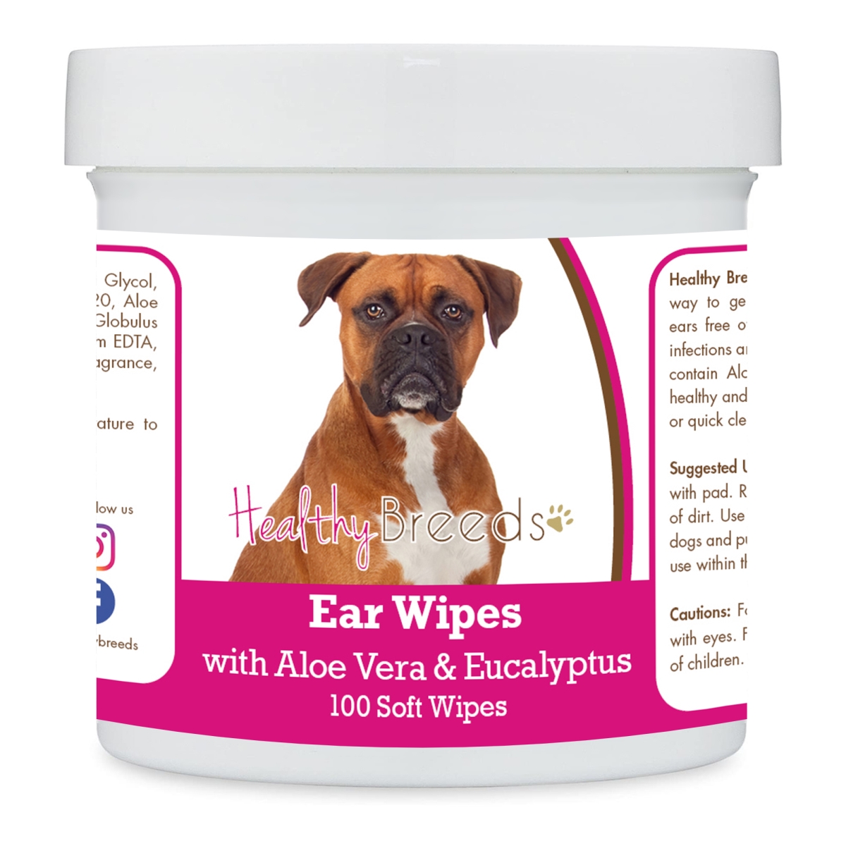 Picture of Healthy Breeds 192959823172 Boxer Ear Cleaning Wipes with Aloe & Eucalyptus for Dogs - 100 Count
