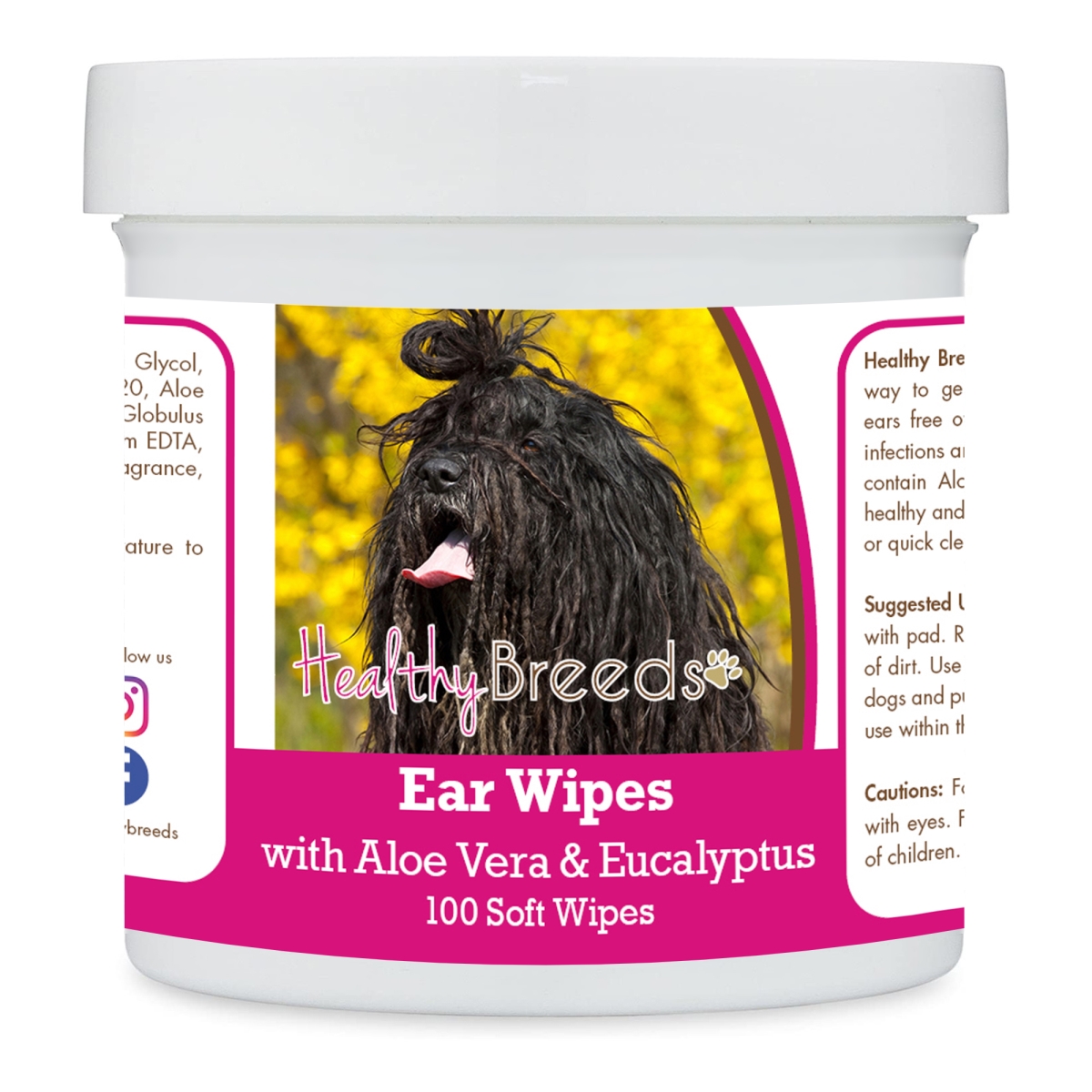 Picture of Healthy Breeds 192959823196 Bergamasco Ear Cleaning Wipes with Aloe & Eucalyptus for Dogs - 100 Count