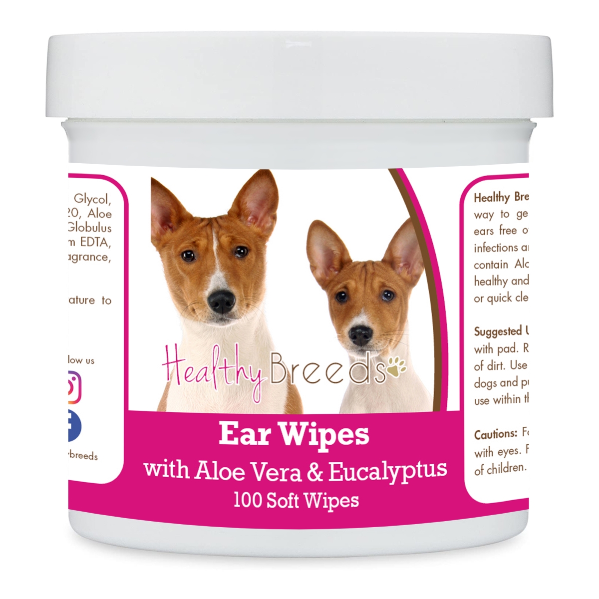 Picture of Healthy Breeds 192959823233 Basenji Ear Cleaning Wipes with Aloe & Eucalyptus for Dogs - 100 Count