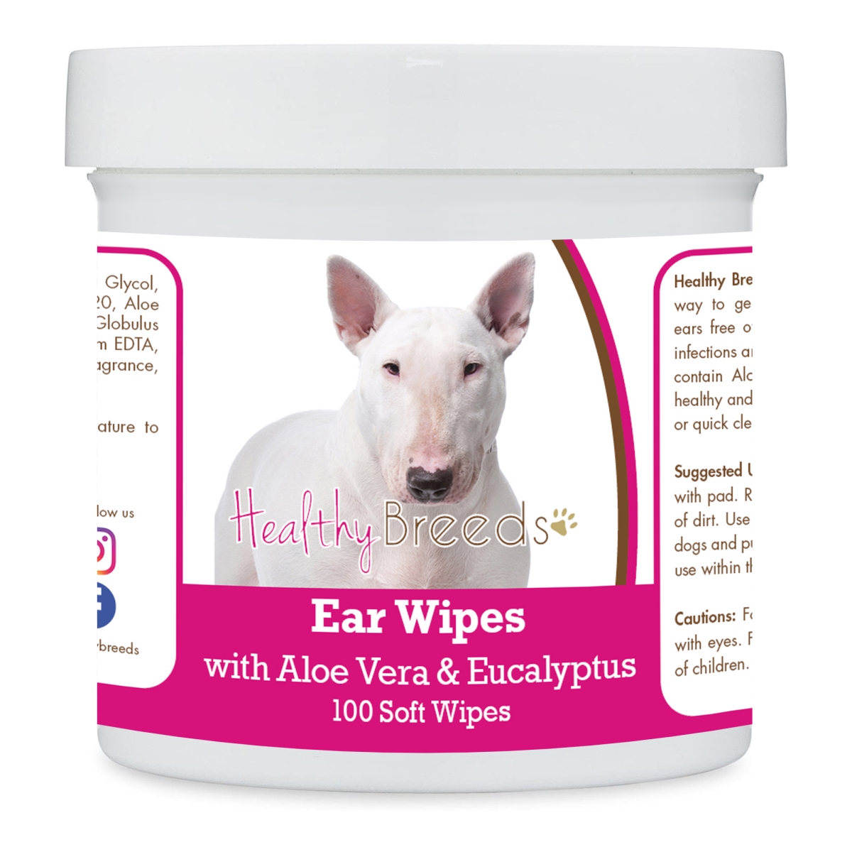 Picture of Healthy Breeds 192959823264 Bull Terrier Ear Cleaning Wipes with Aloe & Eucalyptus for Dogs - 100 Count