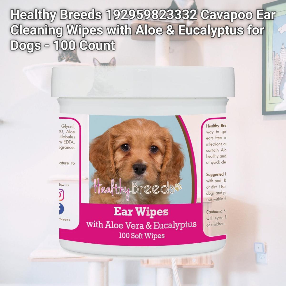 Picture of Healthy Breeds 192959823332 Cavapoo Ear Cleaning Wipes with Aloe & Eucalyptus for Dogs - 100 Count