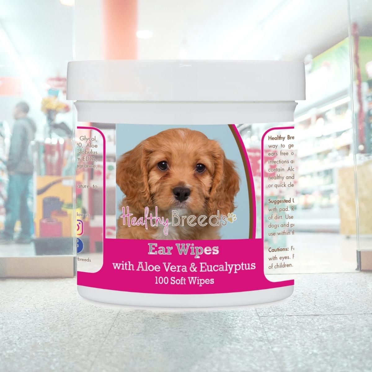 Picture of Healthy Breeds 192959823332 Cavapoo Ear Cleaning Wipes with Aloe & Eucalyptus for Dogs - 100 Count