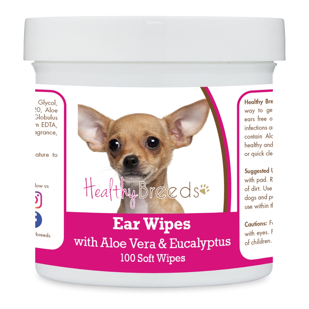 Picture of Healthy Breeds 192959823363 Chihuahua Ear Cleaning Wipes with Aloe & Eucalyptus for Dogs - 100 Count