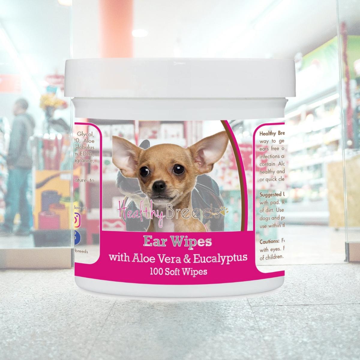 Picture of Healthy Breeds 192959823363 Chihuahua Ear Cleaning Wipes with Aloe & Eucalyptus for Dogs - 100 Count
