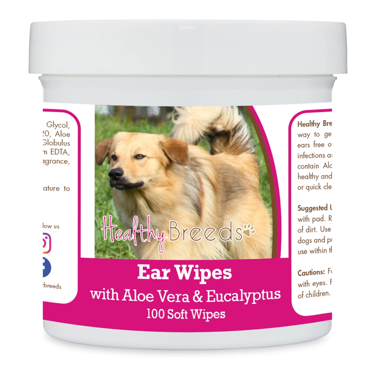 Picture of Healthy Breeds 192959823370 Chinook Ear Cleaning Wipes with Aloe & Eucalyptus for Dogs - 100 Count