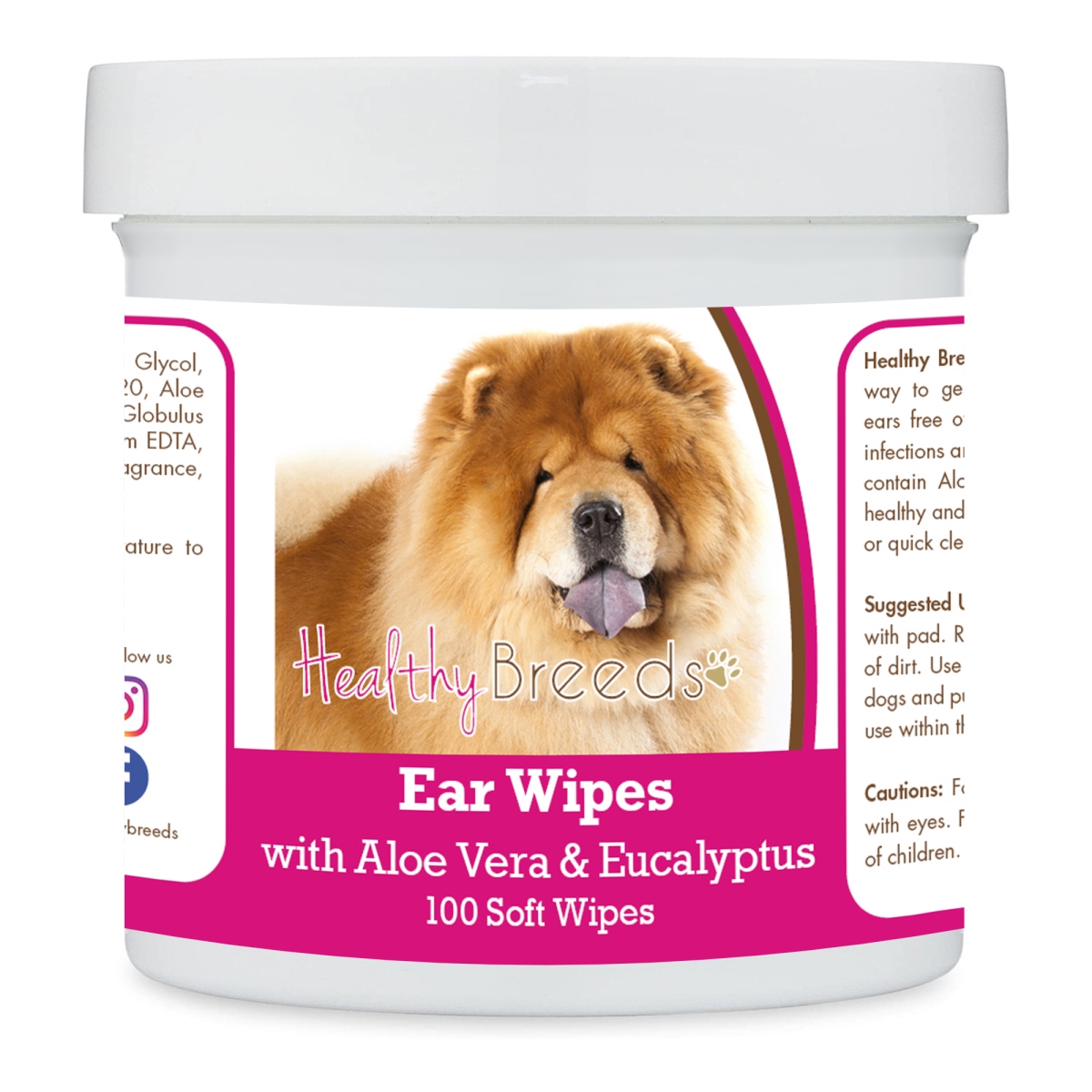 Picture of Healthy Breeds 192959823394 Chow Chow Ear Cleaning Wipes with Aloe & Eucalyptus for Dogs - 100 Count
