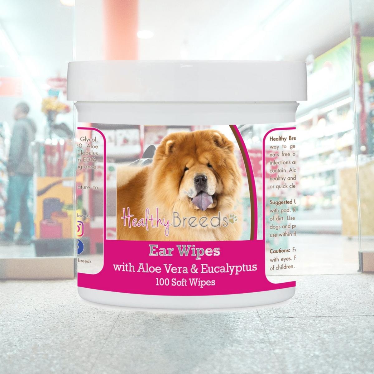Picture of Healthy Breeds 192959823394 Chow Chow Ear Cleaning Wipes with Aloe & Eucalyptus for Dogs - 100 Count