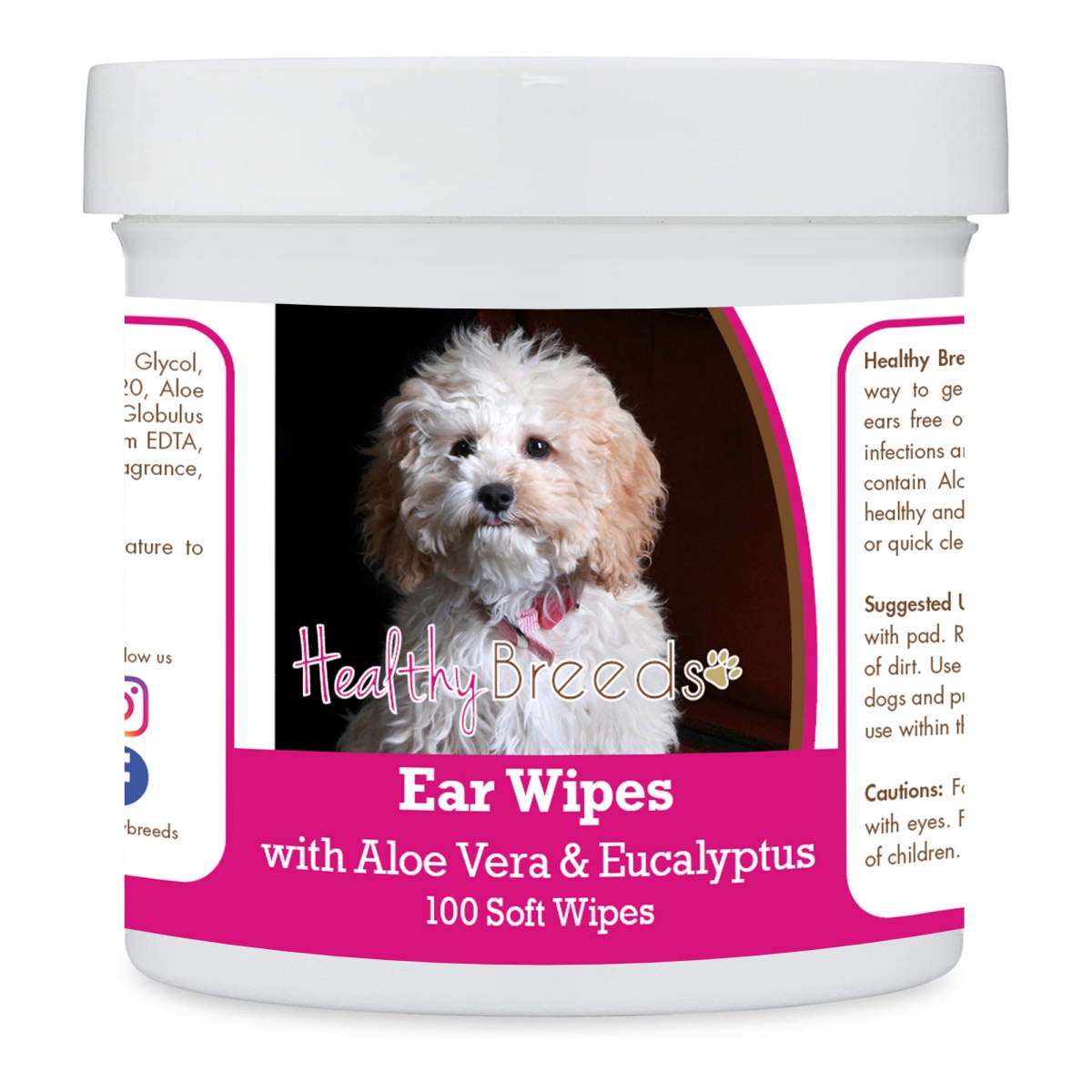 Picture of Healthy Breeds 192959823417 Cockapoo Ear Cleaning Wipes with Aloe & Eucalyptus for Dogs - 100 Count