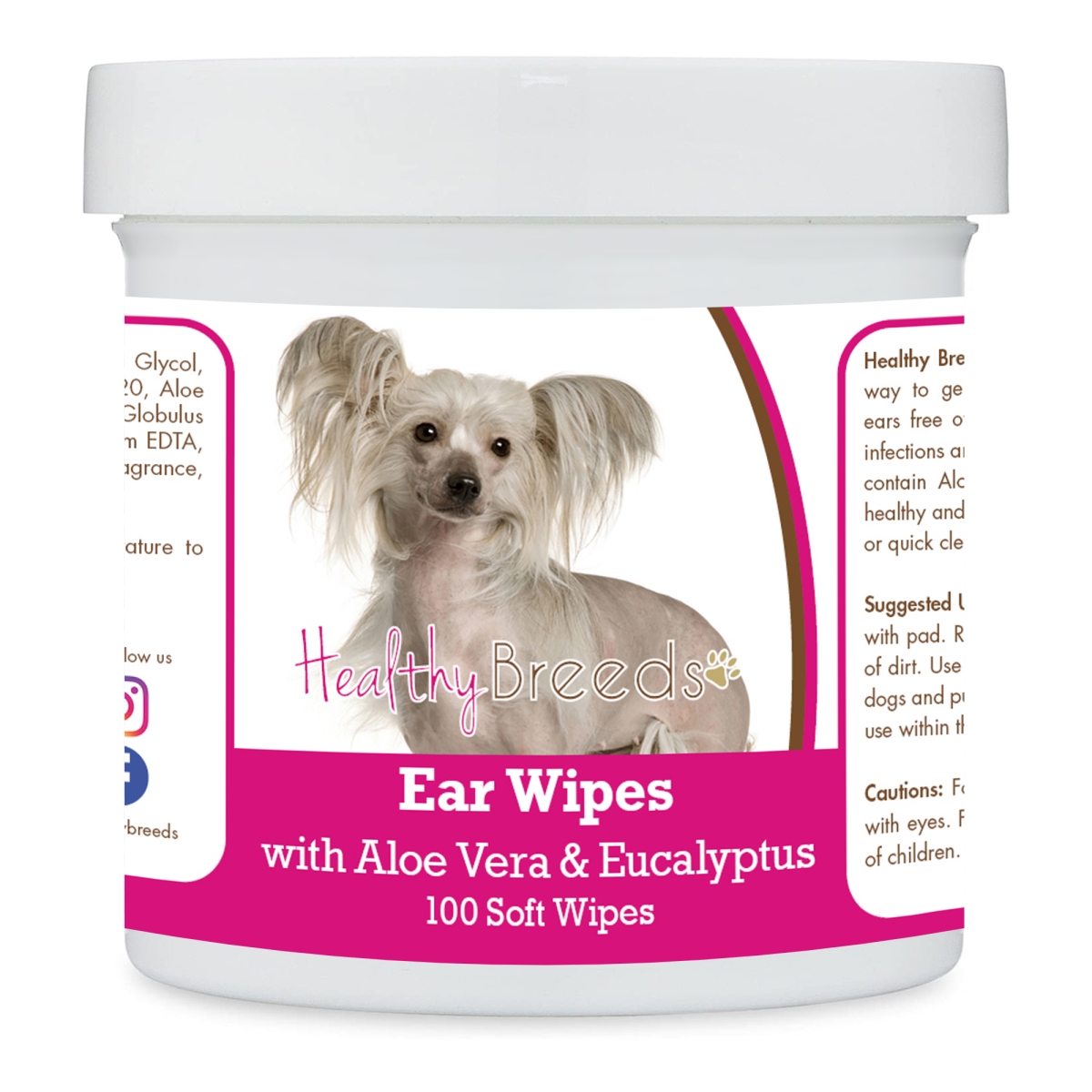 Picture of Healthy Breeds 192959823462 Chinese Crested Ear Cleaning Wipes with Aloe & Eucalyptus for Dogs - 100 Count