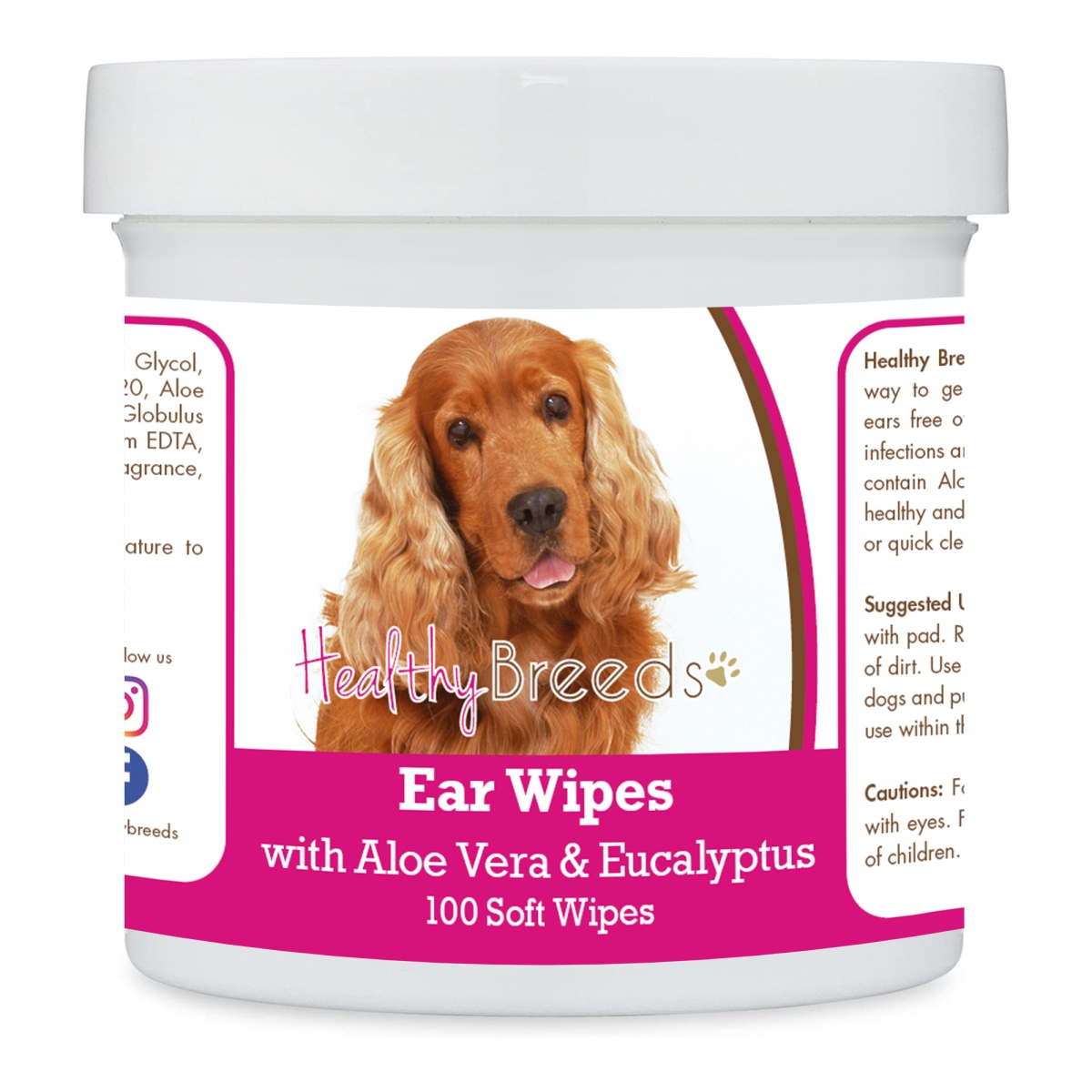 Picture of Healthy Breeds 192959823486 Cocker Spaniel Ear Cleaning Wipes with Aloe & Eucalyptus for Dogs - 100 Count