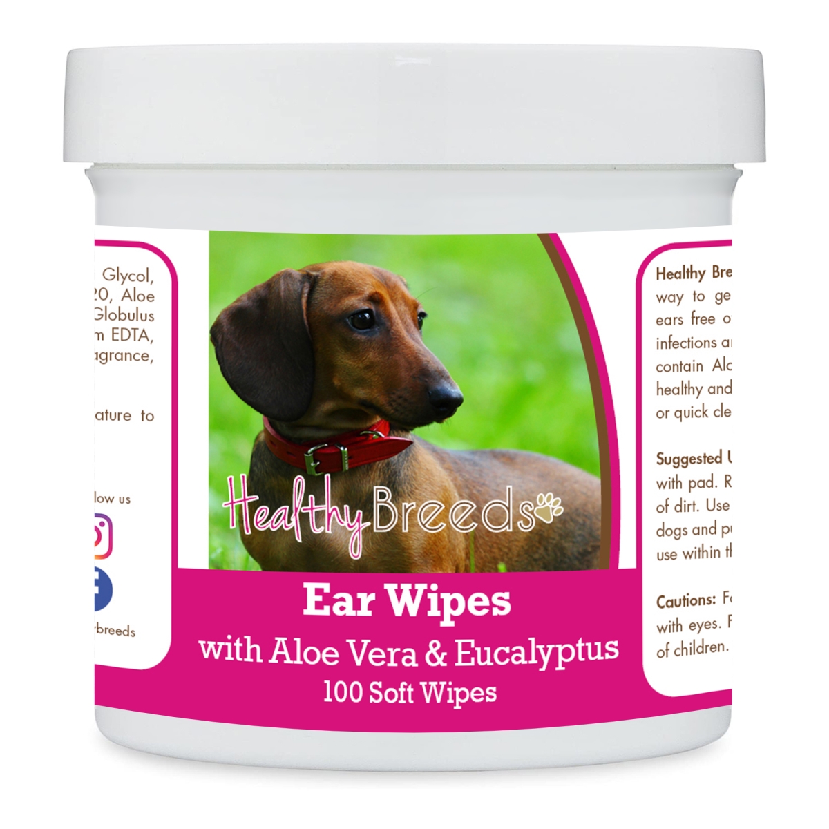 Picture of Healthy Breeds 192959823509 Dachshund Ear Cleaning Wipes with Aloe & Eucalyptus for Dogs - 100 Count