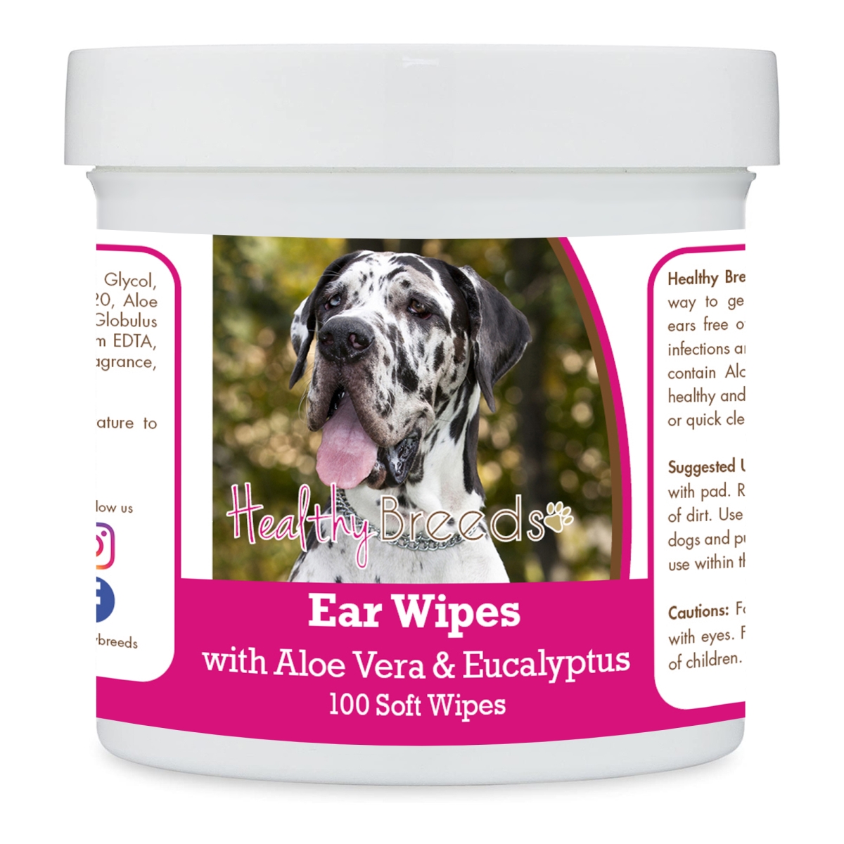 Picture of Healthy Breeds 192959823547 Great Dane Ear Cleaning Wipes with Aloe & Eucalyptus for Dogs - 100 Count