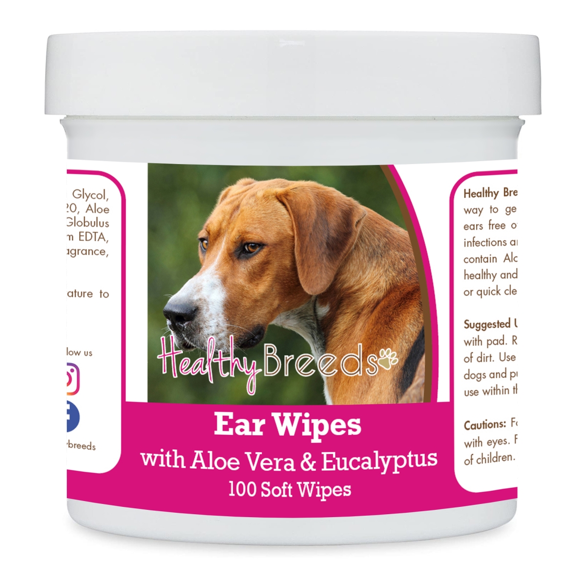 Picture of Healthy Breeds 192959823615 English Foxhound Ear Cleaning Wipes with Aloe & Eucalyptus for Dogs - 100 Count