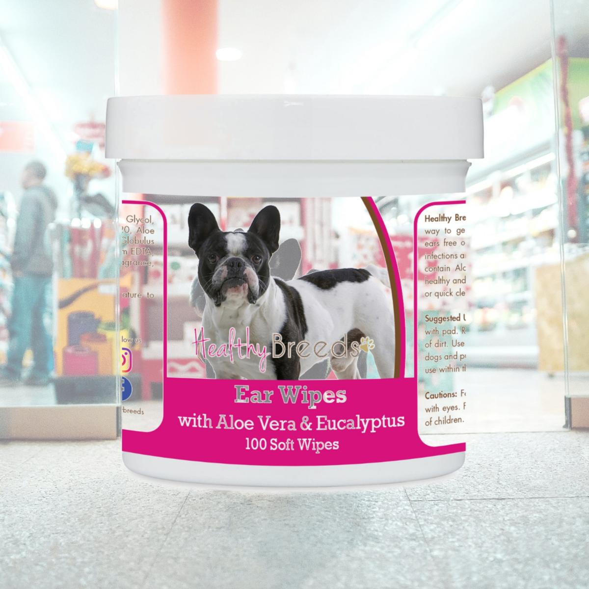 Picture of Healthy Breeds 192959823721 French Bulldog Ear Cleaning Wipes with Aloe & Eucalyptus for Dogs - 100 Count