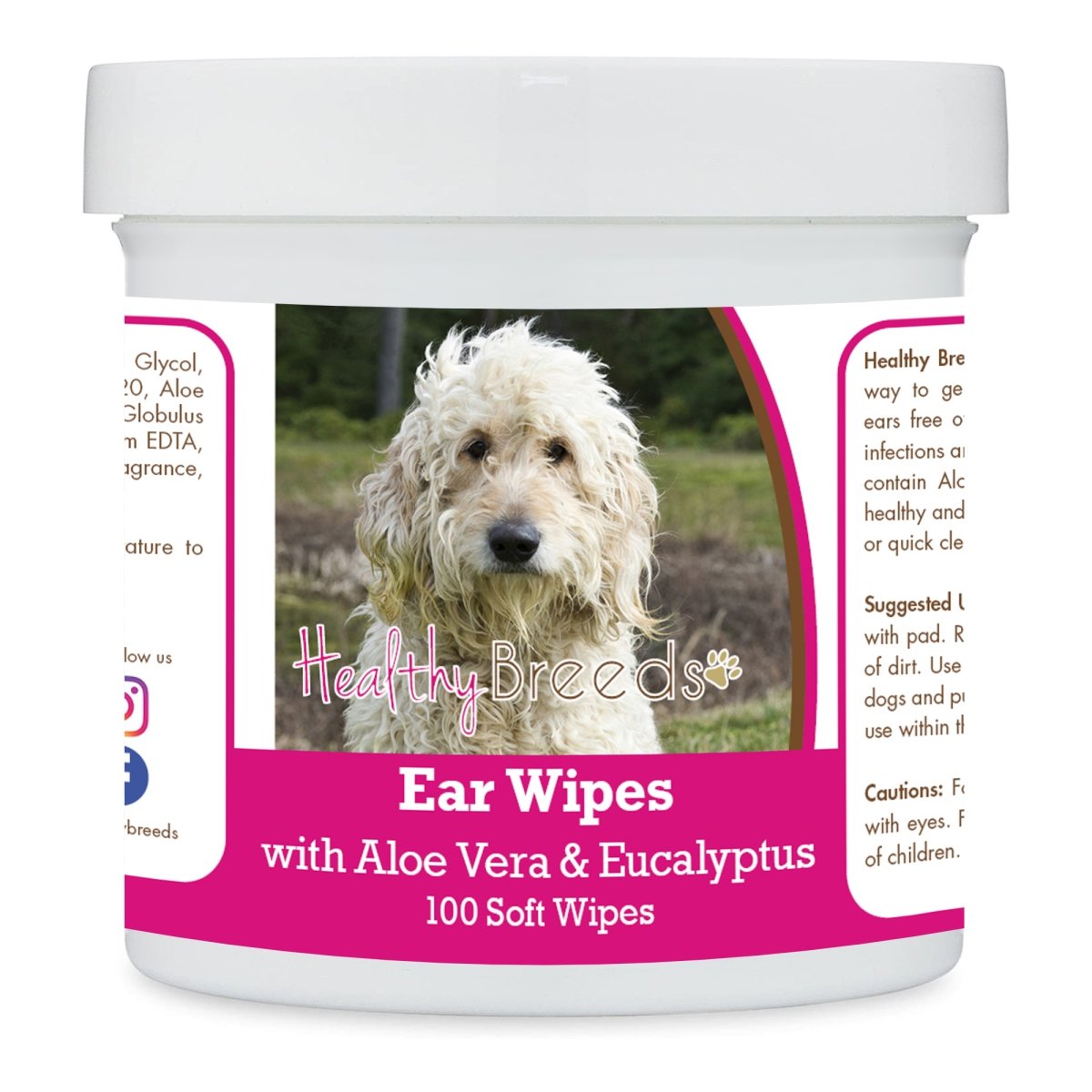 Picture of Healthy Breeds 192959823738 Goldendoodle Ear Cleaning Wipes with Aloe & Eucalyptus for Dogs - 100 Count