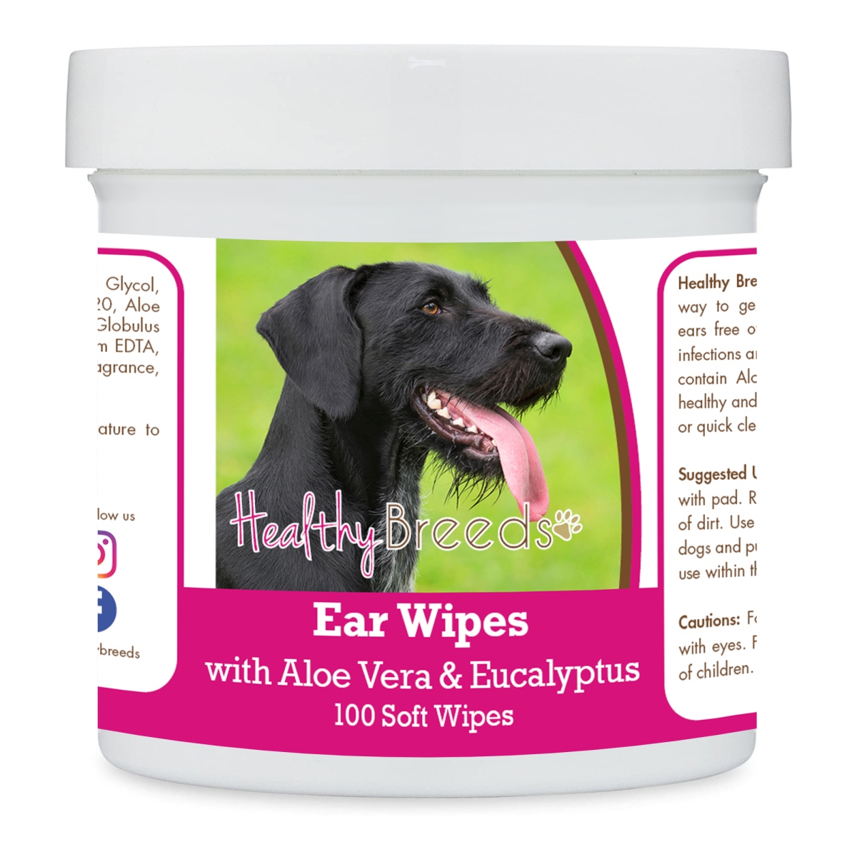 Picture of Healthy Breeds 192959823776 German Wirehaired Pointer Ear Cleaning Wipes with Aloe & Eucalyptus for Dogs - 100 Count