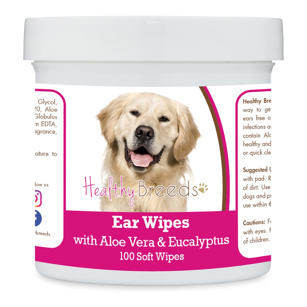 Picture of Healthy Breeds 192959823783 Golden Retriever Ear Cleaning Wipes with Aloe & Eucalyptus for Dogs - 100 Count