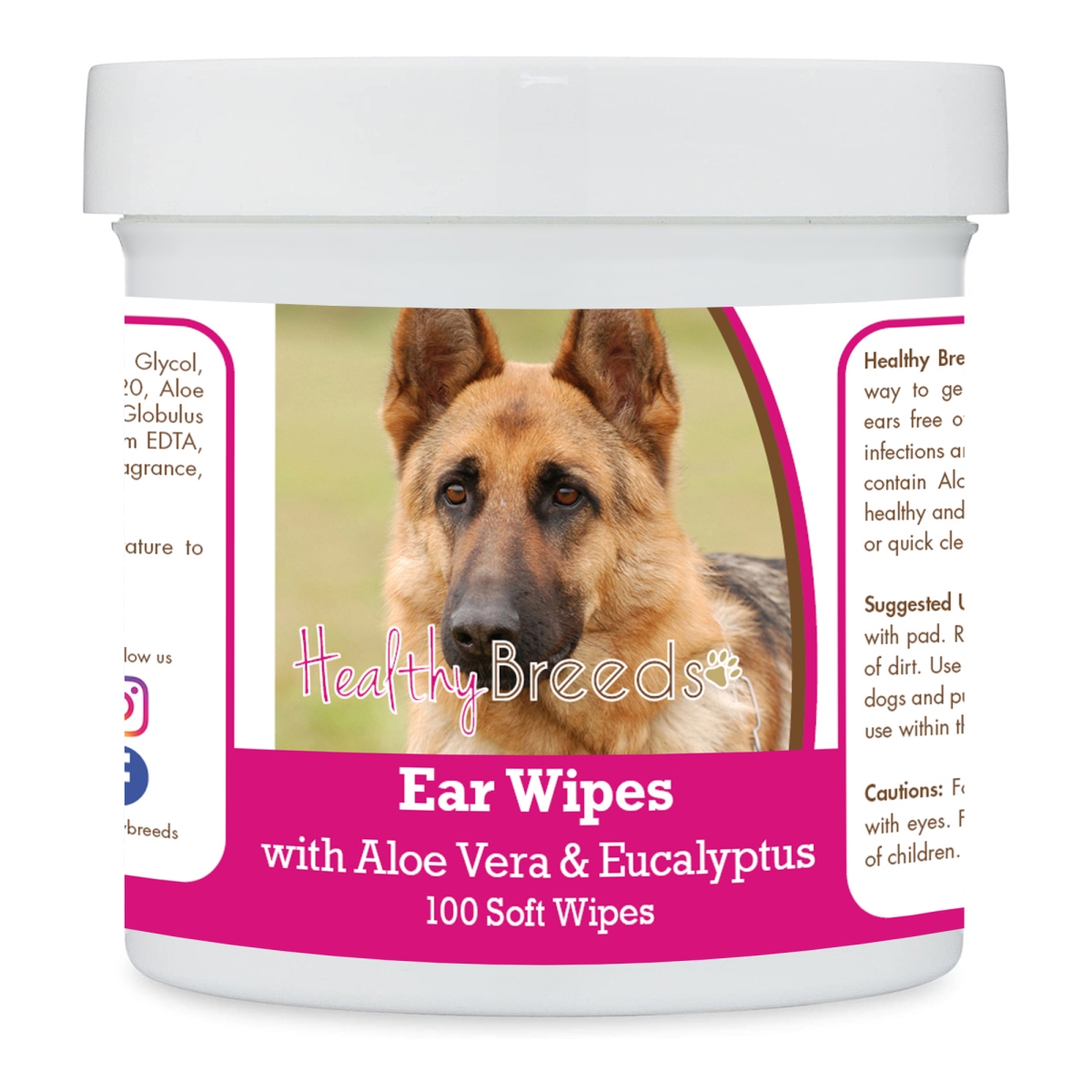 Picture of Healthy Breeds 192959823790 German Shepherd Ear Cleaning Wipes with Aloe & Eucalyptus for Dogs - 100 Count