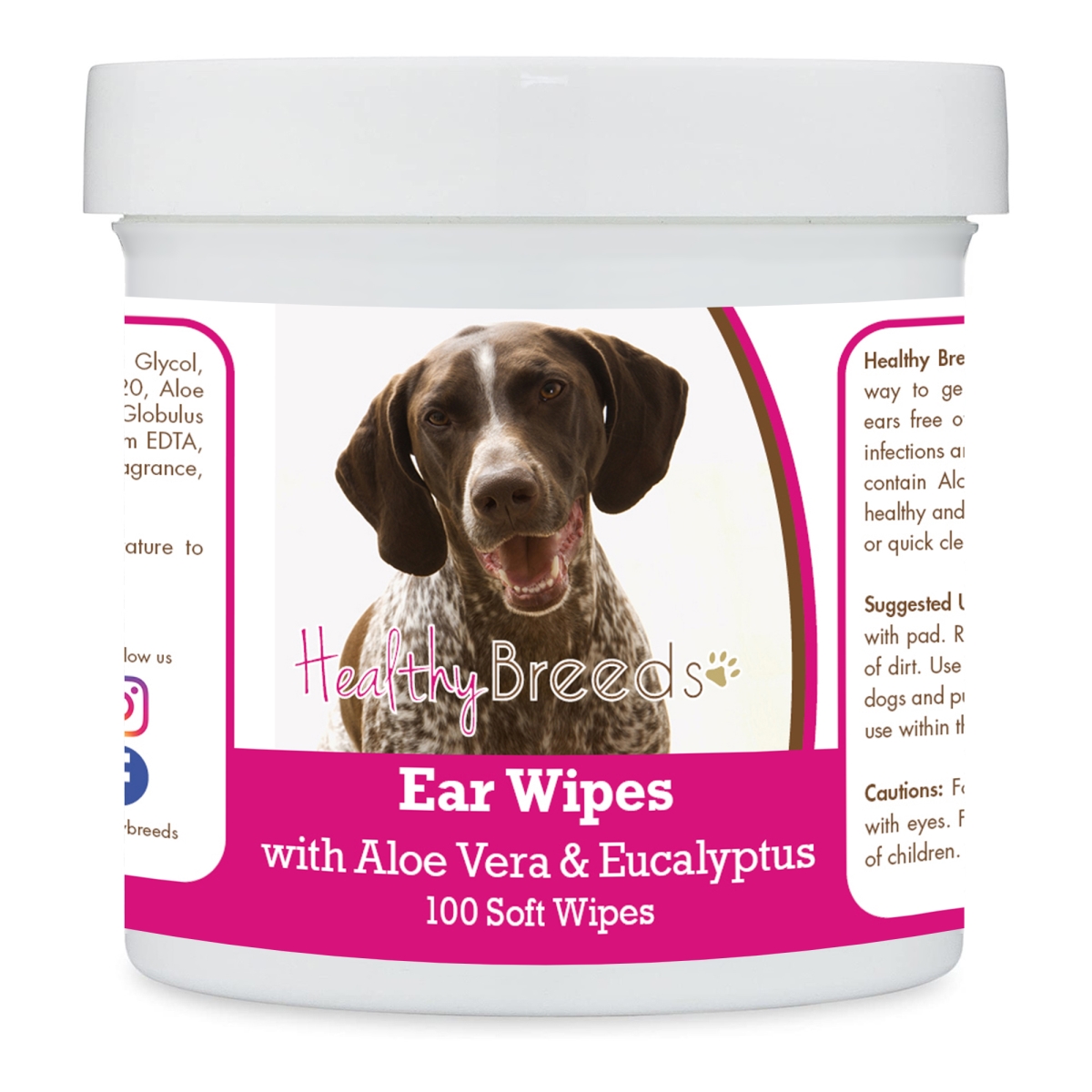 Picture of Healthy Breeds 192959823813 German Shorthaired Pointer Ear Cleaning Wipes with Aloe & Eucalyptus for Dogs - 100 Count
