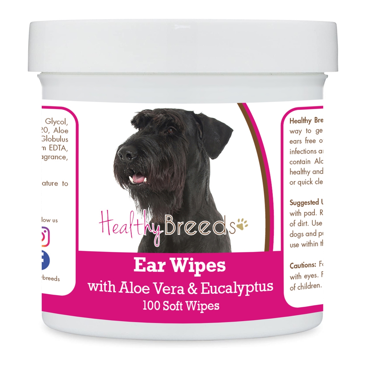 Picture of Healthy Breeds 192959823820 Giant Schnauzer Ear Cleaning Wipes with Aloe & Eucalyptus for Dogs - 100 Count