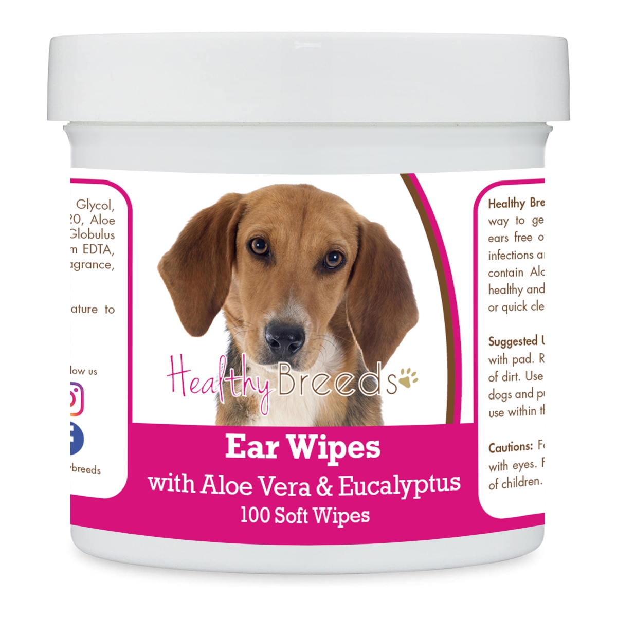 Picture of Healthy Breeds 192959823844 Harrier Ear Cleaning Wipes with Aloe & Eucalyptus for Dogs - 100 Count