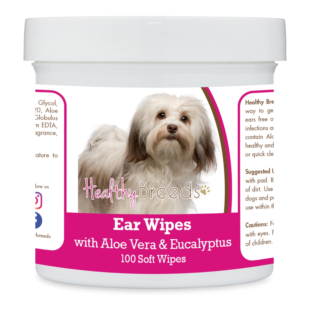 Picture of Healthy Breeds 192959823851 Havanese Ear Cleaning Wipes with Aloe & Eucalyptus for Dogs - 100 Count