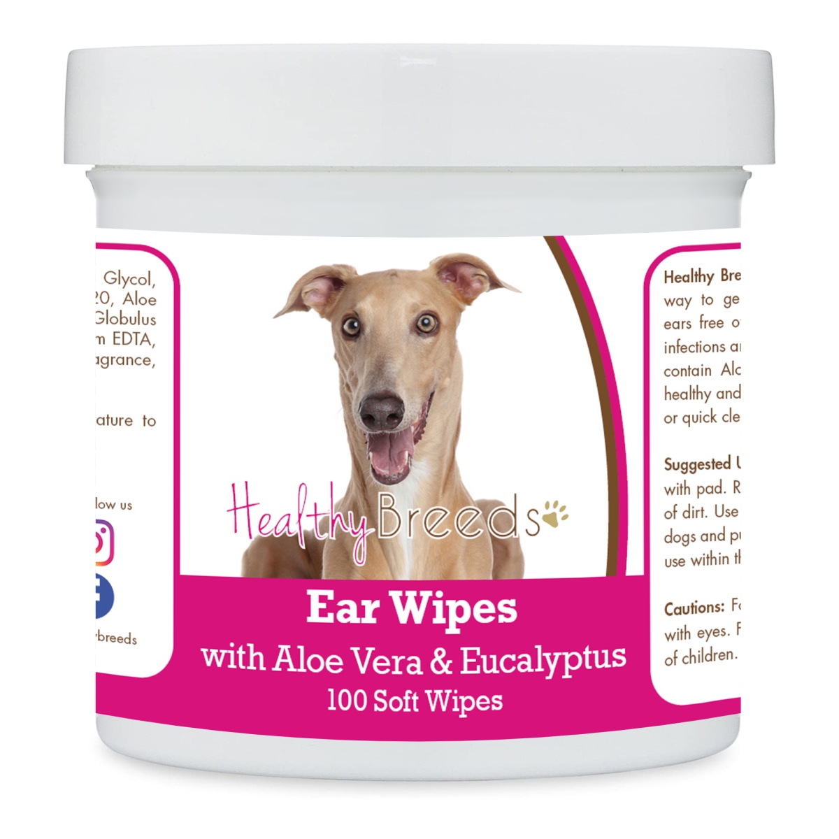Picture of Healthy Breeds 192959823882 Italian Greyhound Ear Cleaning Wipes with Aloe & Eucalyptus for Dogs - 100 Count