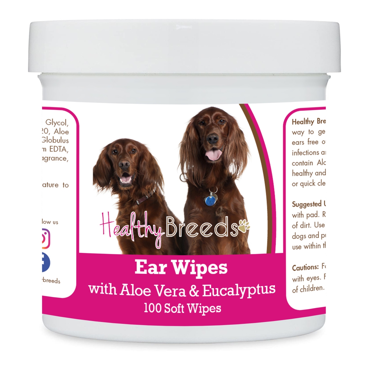 Picture of Healthy Breeds 192959823905 Irish Setter Ear Cleaning Wipes with Aloe & Eucalyptus for Dogs - 100 Count