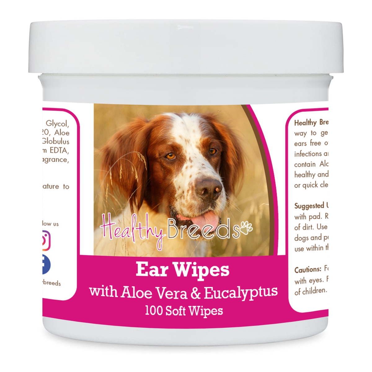 Picture of Healthy Breeds 192959823912 Irish Red & White Setter Ear Cleaning Wipes with Aloe & Eucalyptus for Dogs - 100 Count