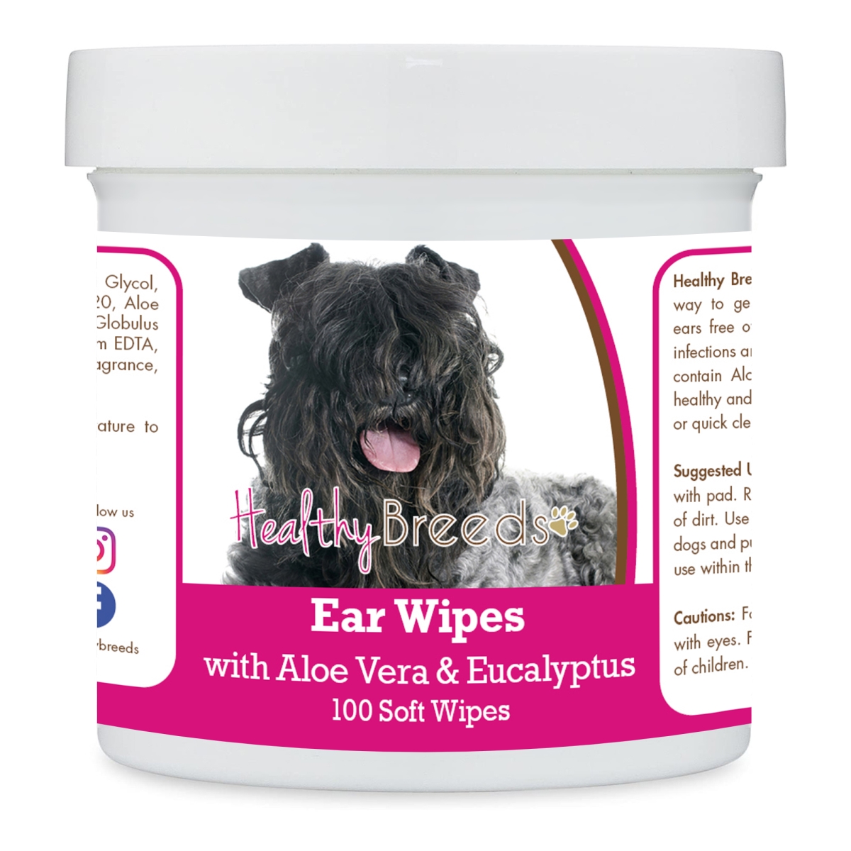 Picture of Healthy Breeds 192959823967 Kerry Blue Terrier Ear Cleaning Wipes with Aloe & Eucalyptus for Dogs - 100 Count