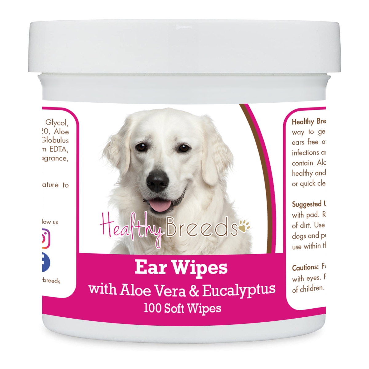 Picture of Healthy Breeds 192959823981 Kuvasz Ear Cleaning Wipes with Aloe & Eucalyptus for Dogs - 100 Count