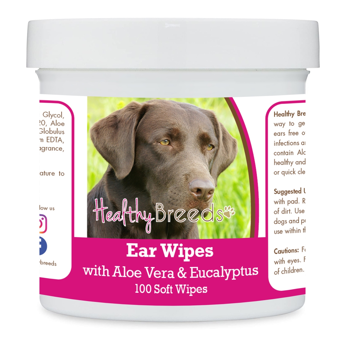 Picture of Healthy Breeds 192959823998 Labrador Retriever Ear Cleaning Wipes with Aloe & Eucalyptus for Dogs - 100 Count