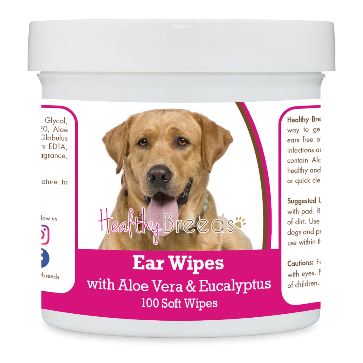 Picture of Healthy Breeds 192959824001 Labrador Retriever Ear Cleaning Wipes with Aloe & Eucalyptus for Dogs - 100 Count