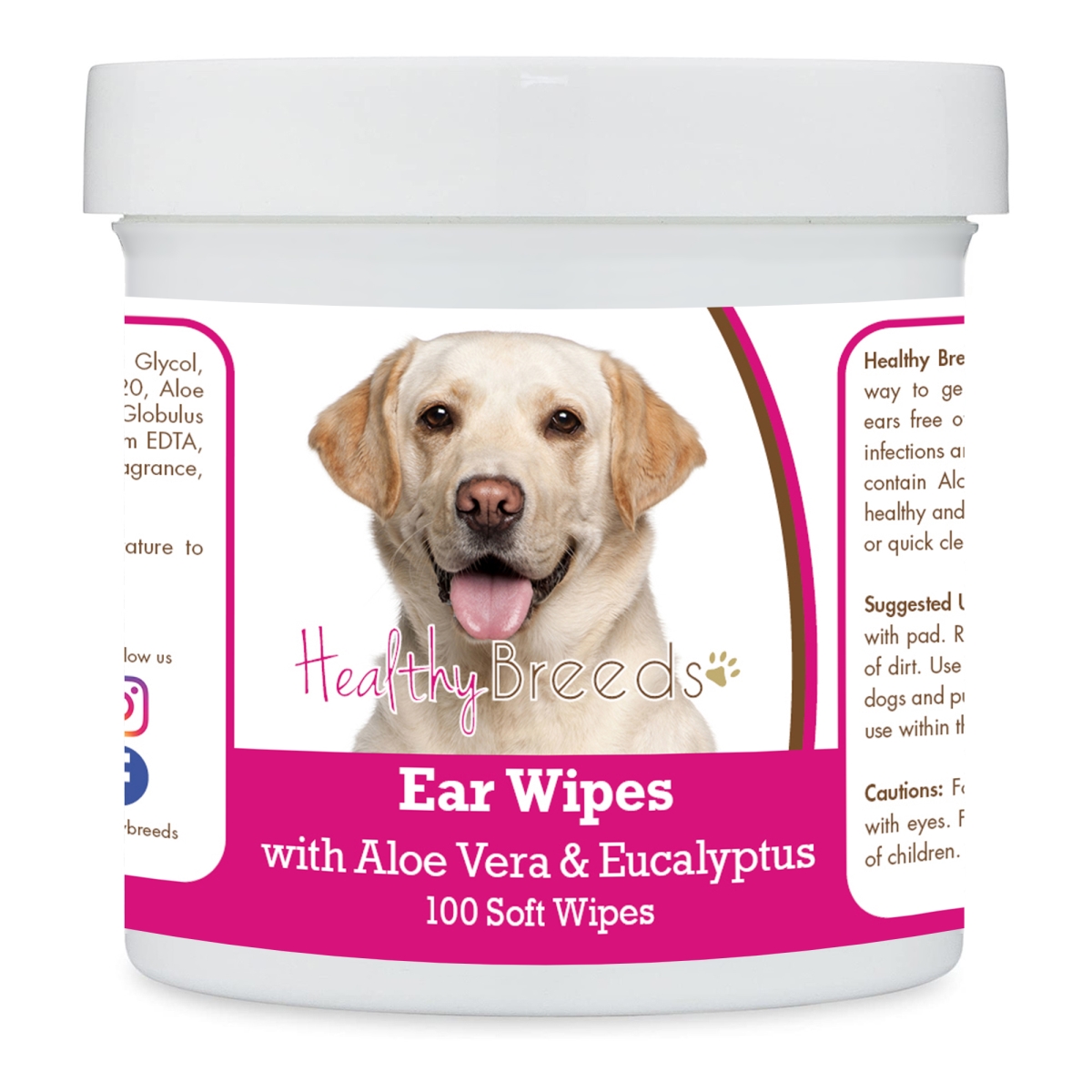 Picture of Healthy Breeds 192959824018 Labrador Retriever Ear Cleaning Wipes with Aloe & Eucalyptus for Dogs - 100 Count