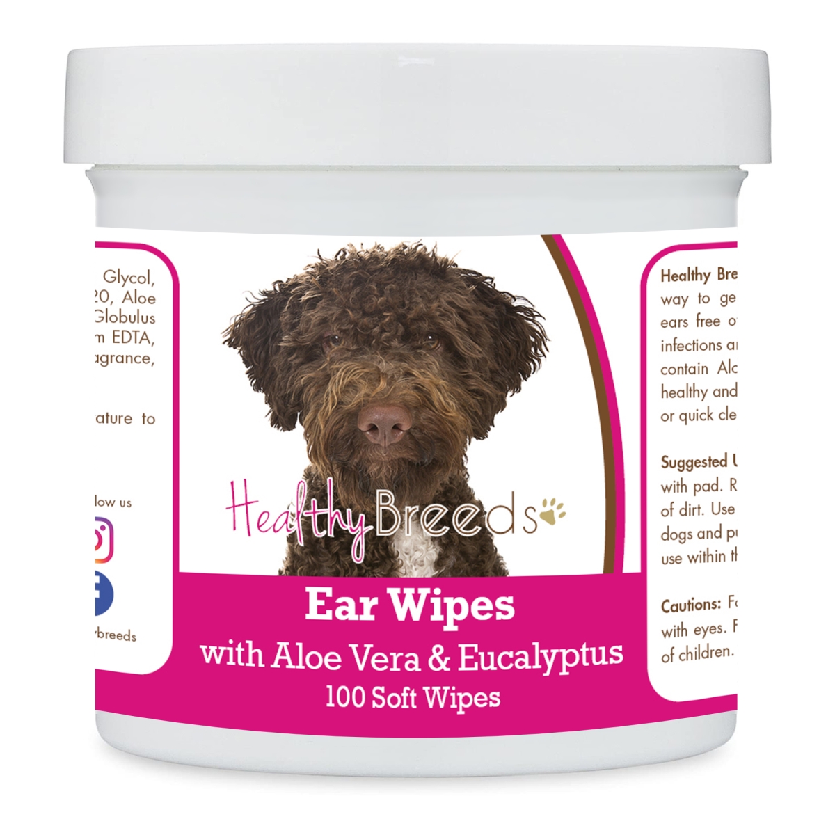 Picture of Healthy Breeds 192959824025 Lagotti Romagnoli Ear Cleaning Wipes with Aloe & Eucalyptus for Dogs - 100 Count