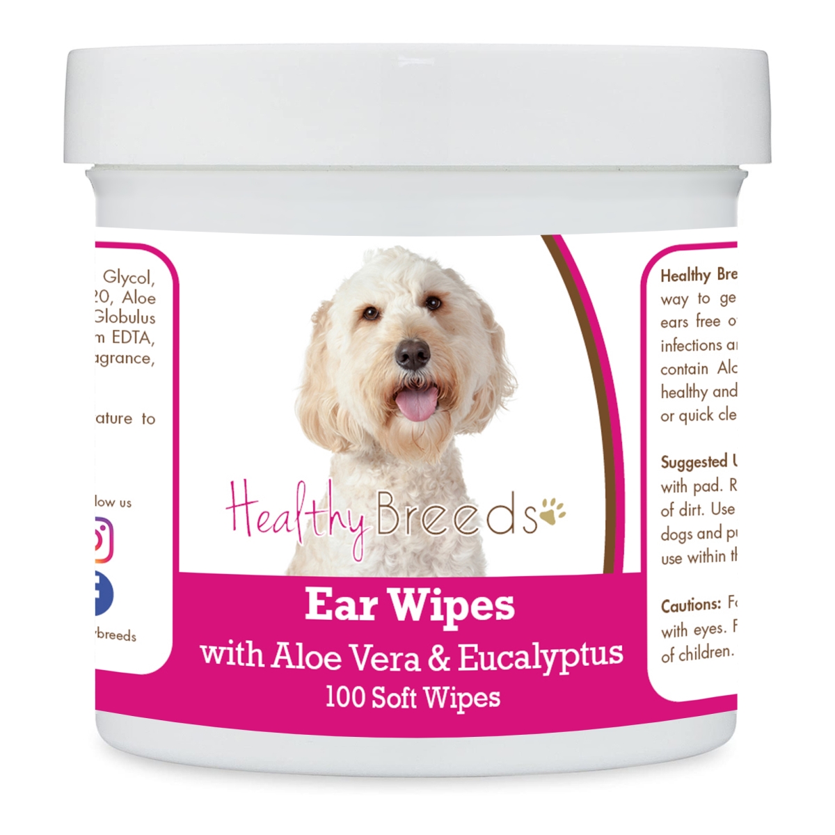 Picture of Healthy Breeds 192959824049 Labradoodle Ear Cleaning Wipes with Aloe & Eucalyptus for Dogs - 100 Count